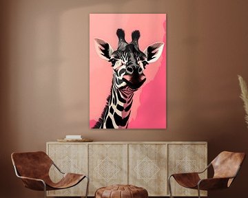 Giraffe in roze van Uncoloredx12