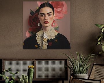 De jonge Frida, digital art portret van Carla Van Iersel