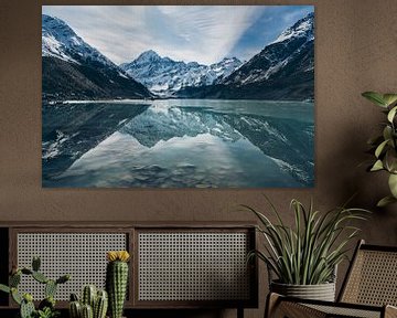 Der Mount Cook spiegelt sich im Hooker Lake, Neuseeland