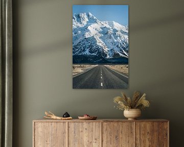 The road towards Mount Cook National Park, New Zealand