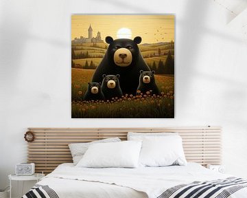 Enchanted Evening: Dapper Bear Family in a Floral Kingdom by Vincent Monozlay