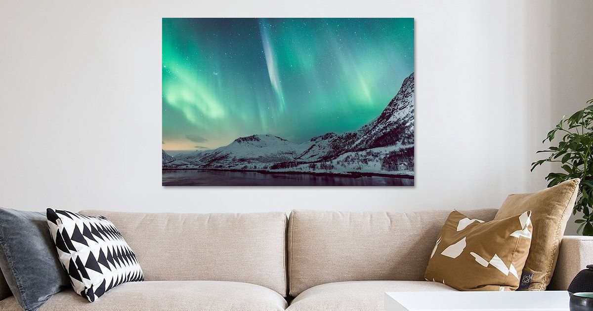 Northern Lights over the Lofoten Islands during winter in Norway by Sjoerd  van der Wal on canvas, poster, wallpaper and more