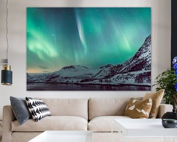 Nordlichter über den Lofoten im Winter in Norwegen von Sjoerd van der Wal Fotografie