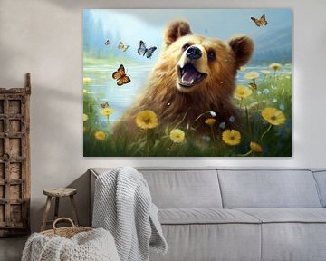 Harmonie in der Natur: Bär und Schmetterlinge von Vincent Monozlay