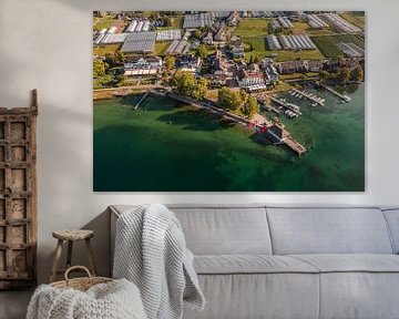 Vue aérienne de l'embarcadère de l'île de Reichenau au lac de Constance sur Werner Dieterich