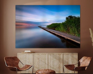 Jetty at Midlaren during the blue hour by Ate de Vries