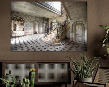 Swirling Staircase in Abandoned Castle.