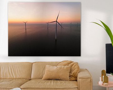 Wind turbines in an offshore wind park during sunset by Sjoerd van der Wal Photography