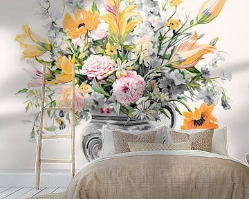 Flower vase with bouquet by Vlindertuin-Art