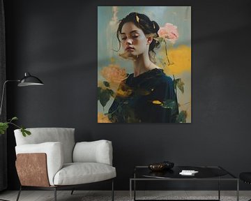Modern portret in pastelkleuren van Carla Van Iersel