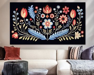 Motif floral folklorique sur Vlindertuin Art