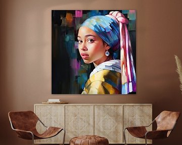 Fille à la boucle d'oreille Vermeer sur Vlindertuin Art