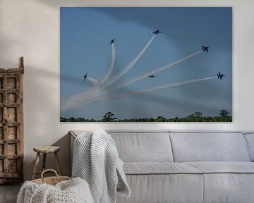 "Bomb Burst" flown by the Blue Angels. by Jaap van den Berg