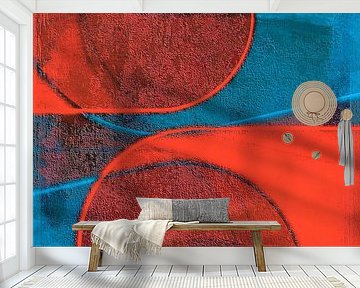 Leuchtende Mid Century Bauhaus Formen Koralle von FRESH Fine Art