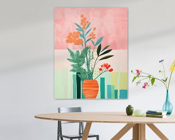 Colourful and cheerful collage with flowers