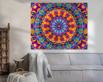 Retro Vibes  (Mandala in levendige kleuren) van Caroline Lichthart