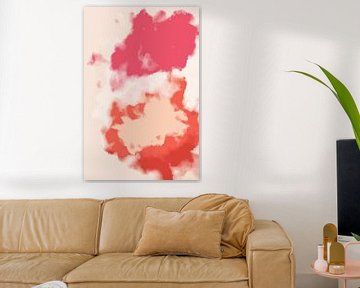 Abstract  painting in pastel colors. Pink, orange, salmon, white by Dina Dankers