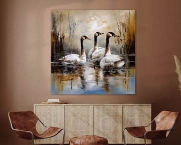 Swans Painting by Preet Lambon