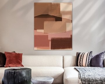 Abstract organic shapes and lines in warm colors. Color blocks in  browns and pinks by Dina Dankers