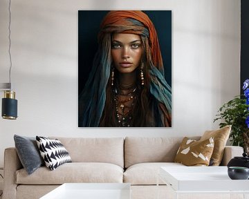 Colourful portrait "Nomad girl" by Carla Van Iersel