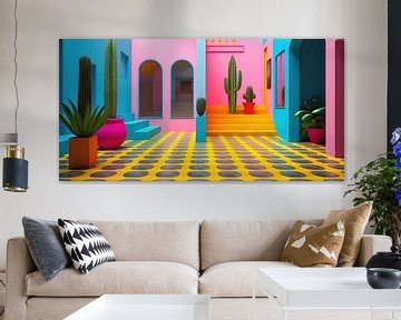 Neon Pop Art Courtyard van Raymond Wijngaard