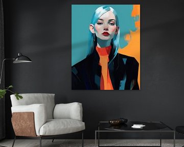 Colourful eye-catcher, modern portrait by Carla Van Iersel