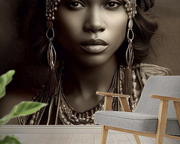 Afrikaanse vrouw, afdrukformaat smalle, staande rechthoek van Carla Van Iersel