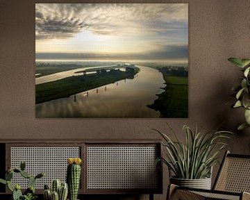 IJssel zonsopgang panoramisch landschapsgezicht van Sjoerd van der Wal