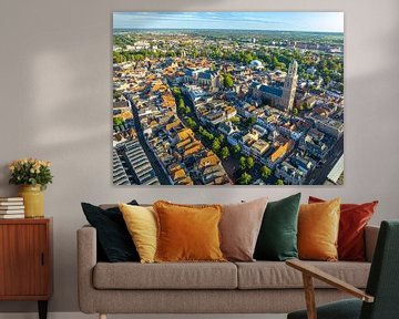 Zwolle city aerial view during a summer sunset by Sjoerd van der Wal Photography