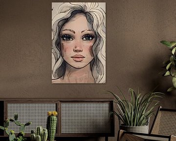 Portrait d'une femme aux cheveux blonds sur Emiel de Lange