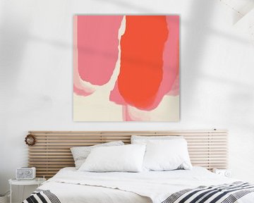 Moderne abstrakte Kunst in Neon und Pastellfarben rosa, orange, weiß Nr.5 von Dina Dankers
