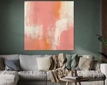 Abstract art in neon and pastel colors. Salmon, pink, white no. 2 by Dina Dankers