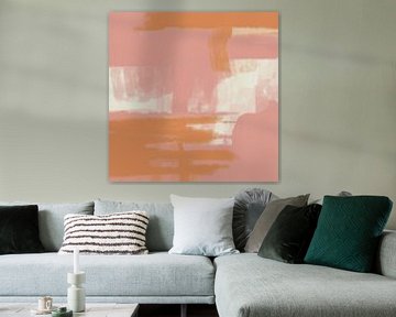 Abstract art in neon and pastel colors. Salmon, pink, white no. 3 by Dina Dankers