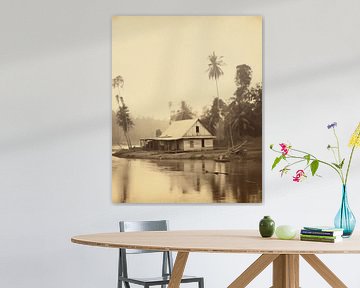 Vintage : maison au bord de la rivière Suriname sur Studio Allee