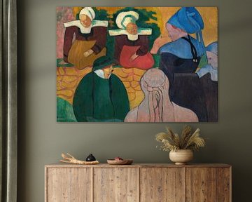 Emile Bernard - Bretonse vrouwen bij een muur (1892) van Peter Balan