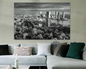 Skyline of Rotterdam in black & white by Ilya Korzelius