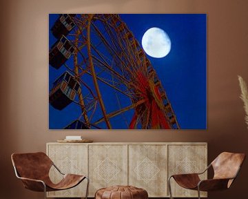 Riesenrad und Mond van Peter Norden