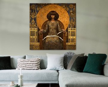 Portret van Michelle Obama in de stijl van Gustav Klimt (Versie # 1) van Felix Wiesner