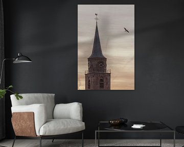 Scheveningen Church with sunrise by Anne Zwagers