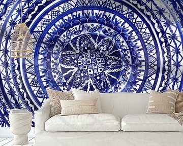 Portugiesischer Keramik-Teller in Blau und Weiss