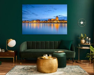 Kampen evening panorama of the skyline at the IJssel by Sjoerd van der Wal Photography