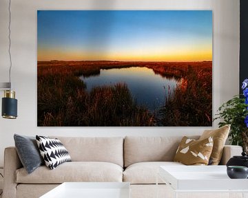 Schiermonnikoog, lever de soleil au marais salant, tôt dans la matinée d'hiver sur Sjoerd van der Wal Photographie