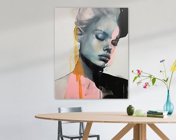 Kleurrijk en modern abstract portret van Carla Van Iersel