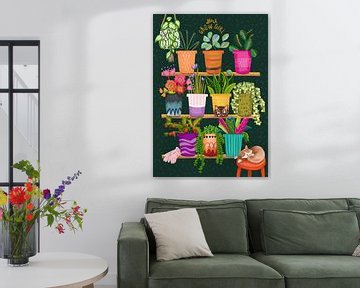 Zimmerpflanzen-Liebhaber Kunstdruck von Aniet Illustration