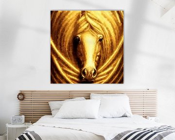 Paardenhoofd (kunst, gouden serie) van Art by Jeronimo