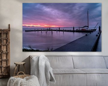 Sonnenaufgang am Oostmahorn-Steg, Lauwersmeer von Jeroen van Deel