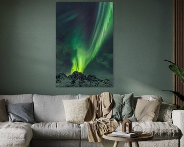 Nordlichter, Aurora Borealis über den Lofoten in Norwegen von Sjoerd van der Wal Fotografie