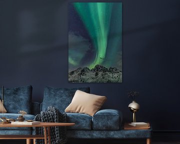 Noorderlicht, Aurora Borealis boven de Lofoten-eilanden in Noorwegen