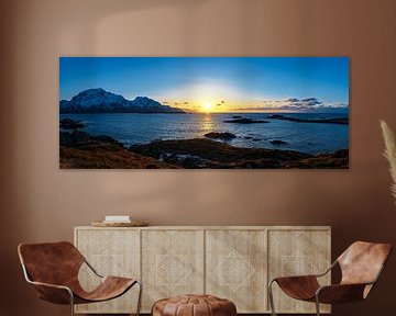 Mer de Norvège et îles Vesteralen au coucher du soleil sur Sjoerd van der Wal Photographie
