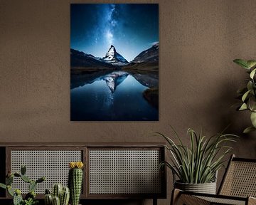 De melkweg boven de Matterhorn van Visuals by Justin